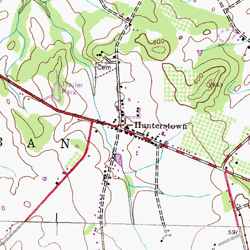 Topographic Map of Hunterstown, PA