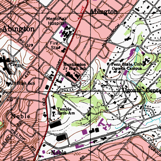 Topographic Map of Huntingdon Junior High School, PA