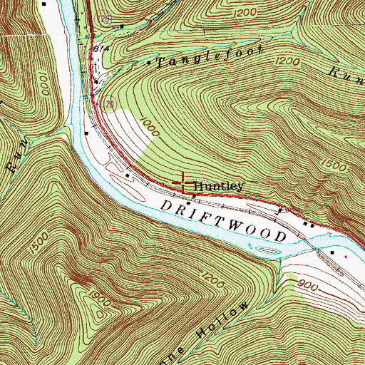 Topographic Map of Huntley, PA