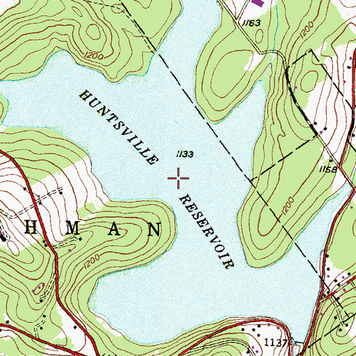 Topographic Map of Huntsville Reservoir, PA
