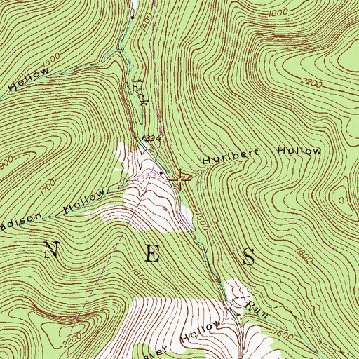 Topographic Map of Hurlbert Hollow, PA