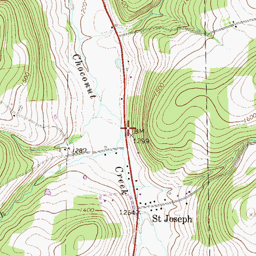 Topographic Map of Hurley Branch, PA