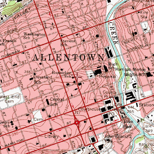 Topographic Map of Hursicker School, PA