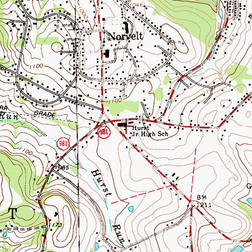 Topographic Map of Hurst Junior High School, PA