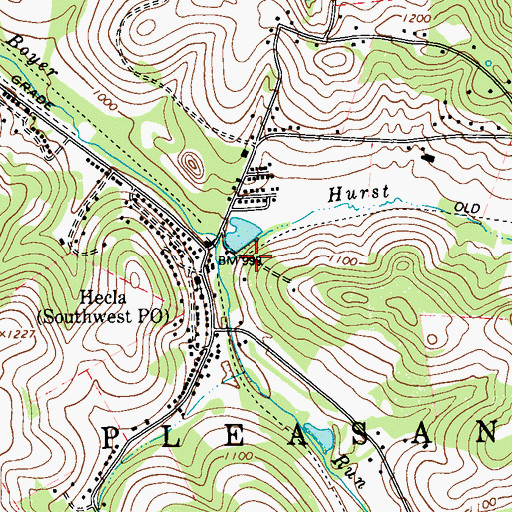 Topographic Map of Hurst Run, PA