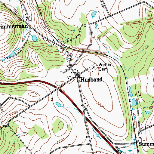 Topographic Map of Husband, PA