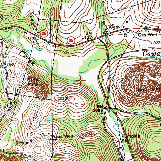 Topographic Map of Huskins Run, PA