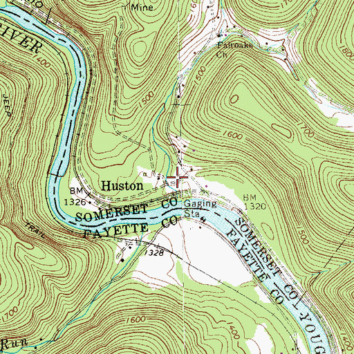 Topographic Map of Huston, PA