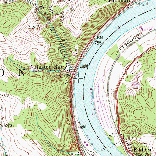 Topographic Map of Huston Run, PA