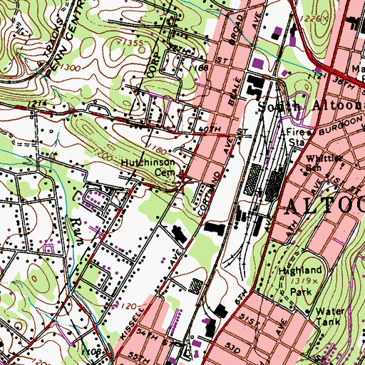 Topographic Map of Hutchinson Cemetery, PA