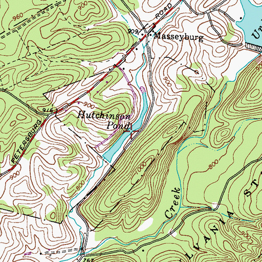 Topographic Map of Hutchinson Pond, PA