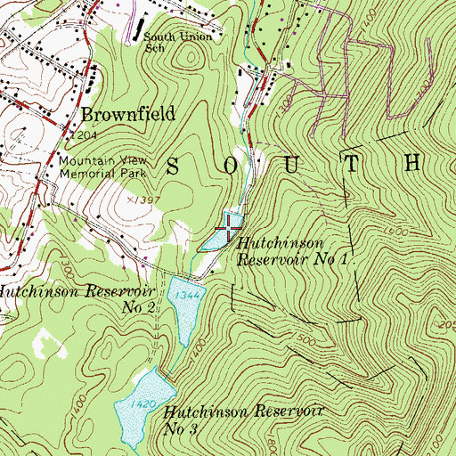 Topographic Map of Hutchinson Reservoir Number One, PA