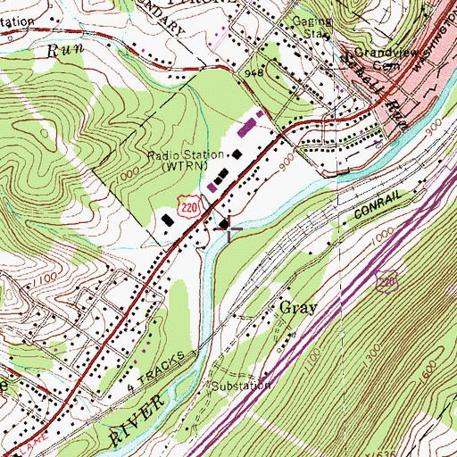 Topographic Map of Hutchinson Run, PA