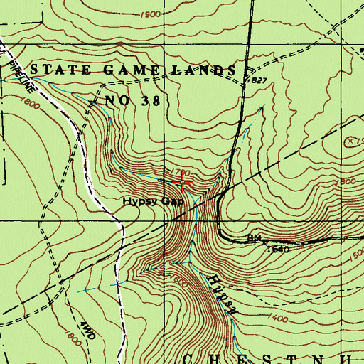 Topographic Map of Hypsy Gap, PA