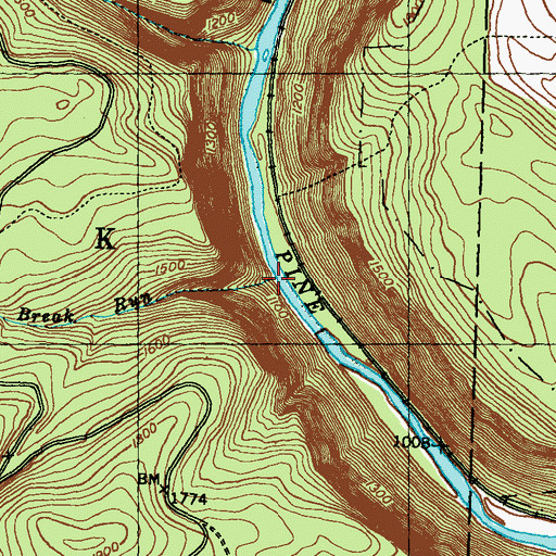 Topographic Map of Ice Break Run, PA