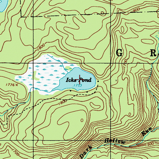 Topographic Map of Icks Pond, PA