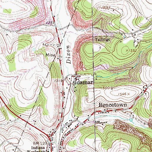 Topographic Map of Idamar, PA