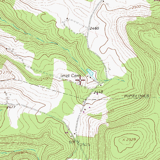 Topographic Map of Imel Cemetery, PA