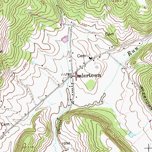Topographic Map of Imlertown, PA