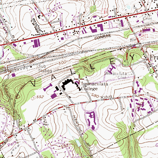 Topographic Map of Immaculata University, PA