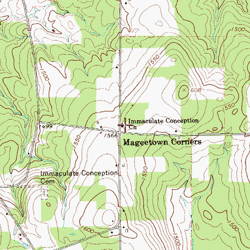 Topographic Map of Immaculate Conception Church, PA