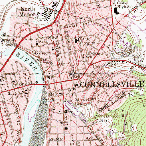 Topographic Map of Immaculate Conception School, PA