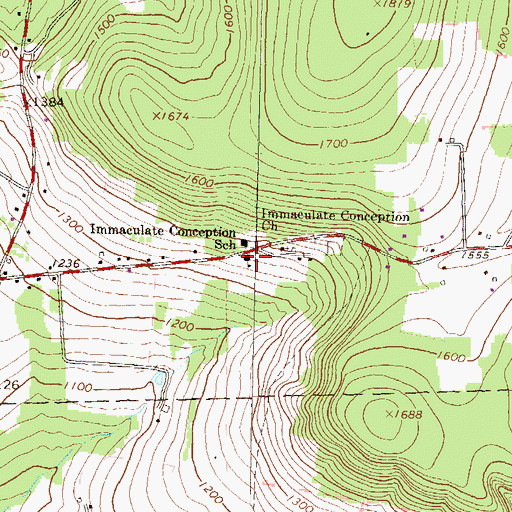 Topographic Map of Immaculate Conception School, PA