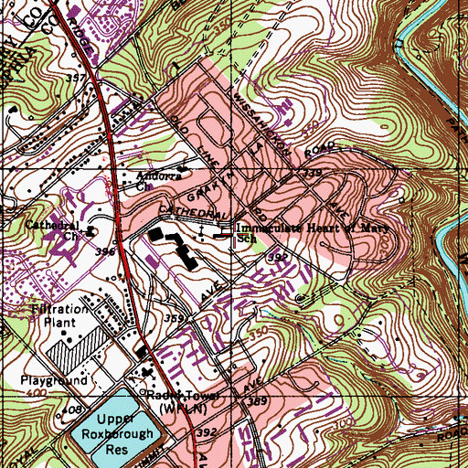 Topographic Map of Immaculate Heart of Mary School, PA