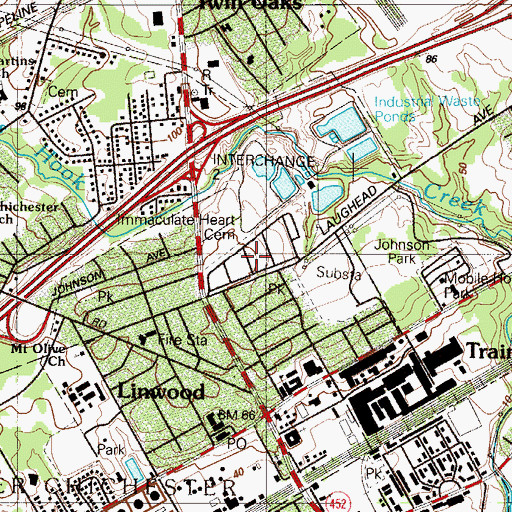 Topographic Map of Immaculate Heart Cemetery, PA