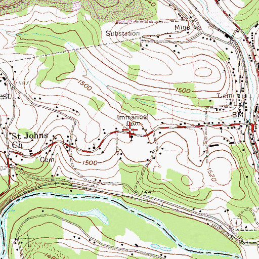 Topographic Map of Immanuel Cemetery, PA