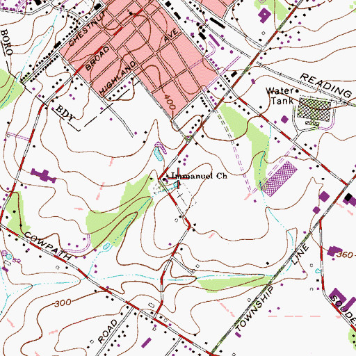 Topographic Map of Immanuel Church, PA