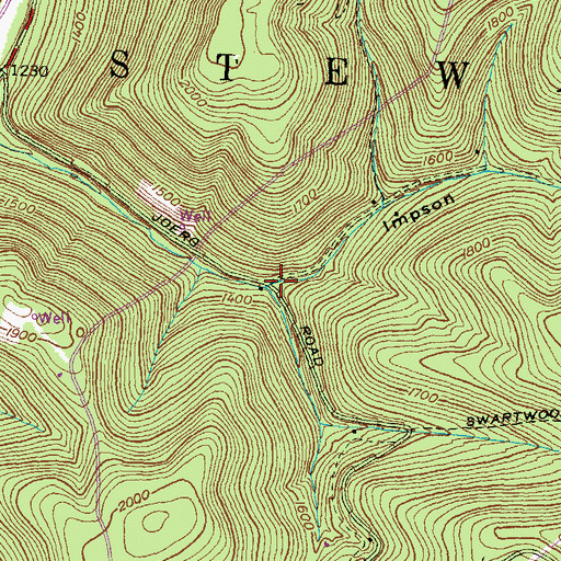 Topographic Map of Impson Hollow, PA