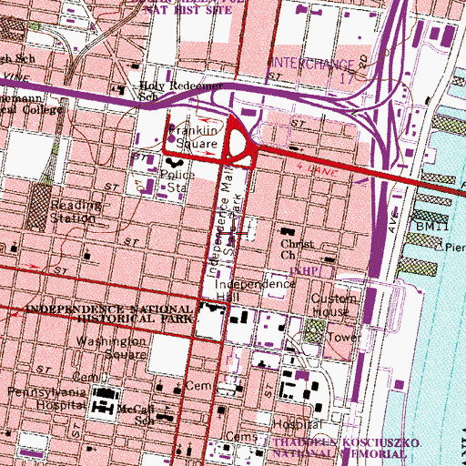 Topographic Map of Independence National Historical Park, PA