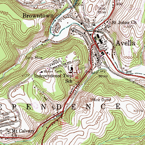 Topographic Map of Independence Township School, PA