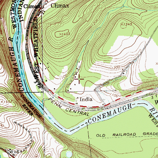 Topographic Map of India, PA