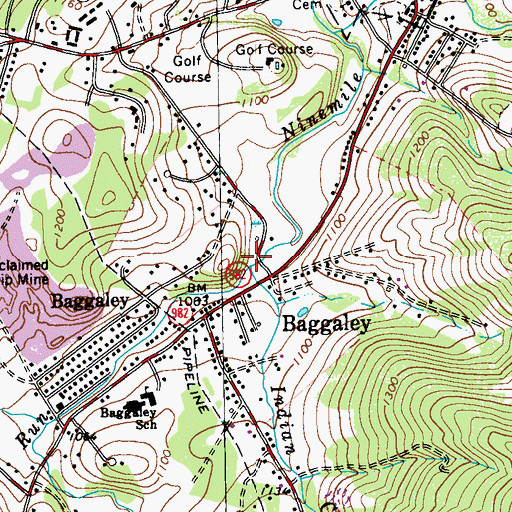 Topographic Map of Indian Camp Run, PA