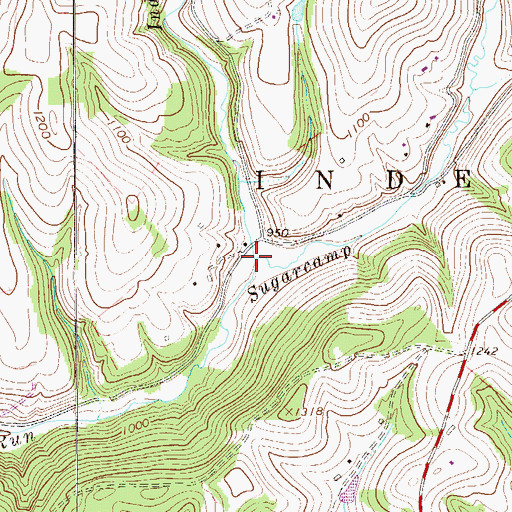 Topographic Map of Indian Camp Run, PA