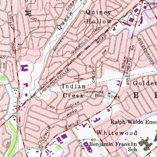 Topographic Map of Indian Creek, PA