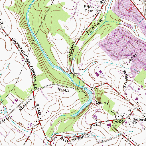 Topographic Map of Indian Creek, PA