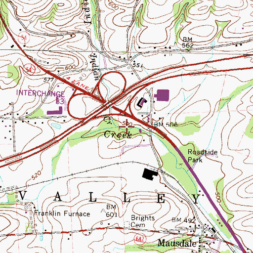 Topographic Map of Indian Creek, PA