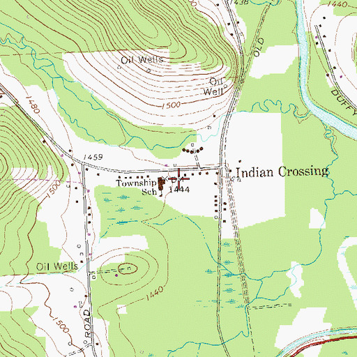Topographic Map of Indian Crossing, PA