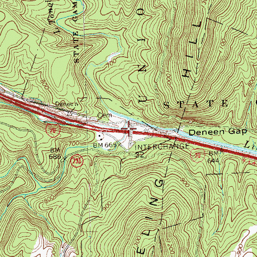 Topographic Map of Indian Grave Run, PA