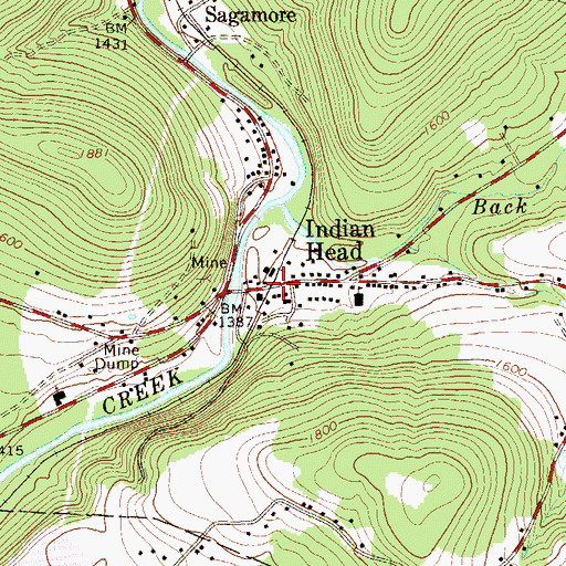 Topographic Map of Indian Head, PA