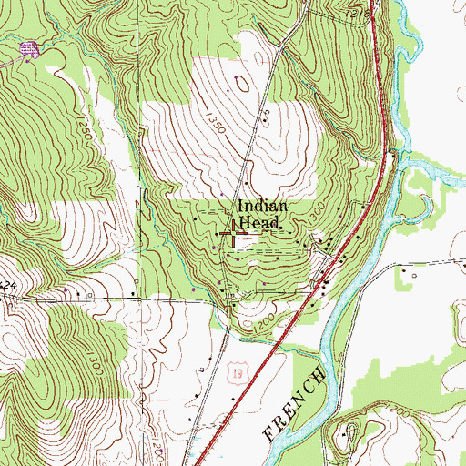 Topographic Map of Indian Head, PA