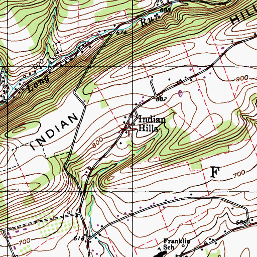Topographic Map of Indian Hills, PA