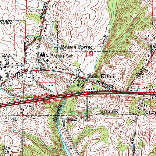 Topographic Map of East Killen, AL