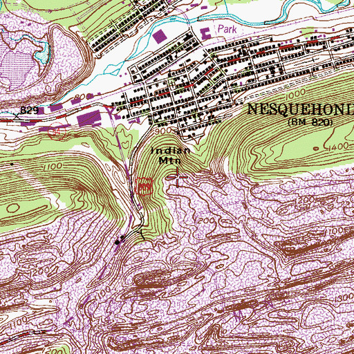 Topographic Map of Indian Mountain, PA