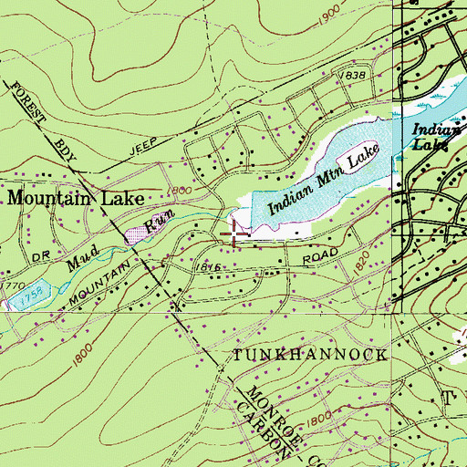 Topographic Map of Indian Mountain Lake, PA