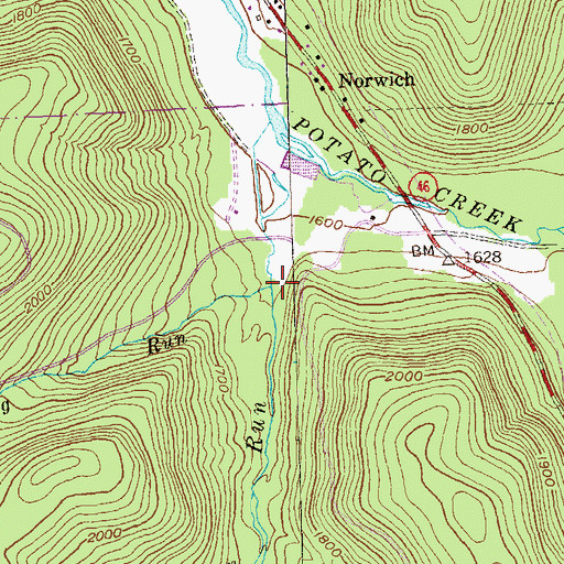 Topographic Map of Indian Run, PA