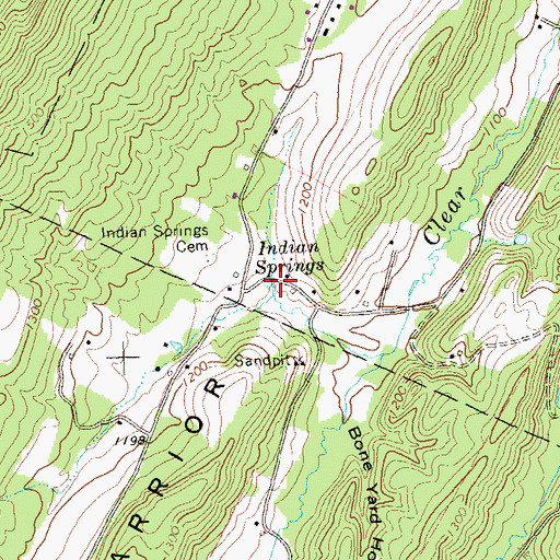 Topographic Map of Indian Springs, PA